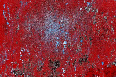 Kırık tarih arkaplanı olan kırmızı, mavi ve siyah grunge duvar