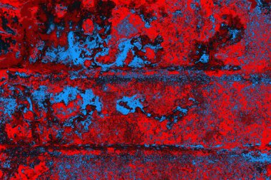 Parlak kırmızı ve mavi renkli grunge duvar dokusu arkaplanı