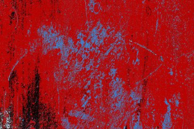 Kırık tarih arkaplanı olan kırmızı, mavi ve siyah grunge duvar