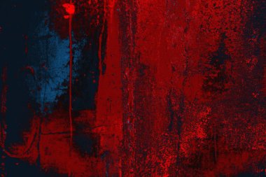 Parlak kırmızı ve mavi renkli grunge duvar dokusu arkaplanı