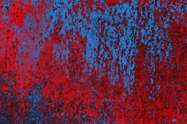 Neon kırmızı ve mavi renkli grunge duvar dokusu arkaplanı