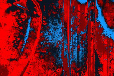 Neon kırmızı ve mavi renkli grunge duvar dokusu arkaplanı