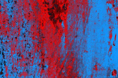 Parlak kırmızı ve mavi renkli grunge duvar dokusu arkaplanı