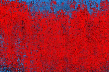 Parlak kırmızı ve mavi renkli grunge duvar dokusu arkaplanı