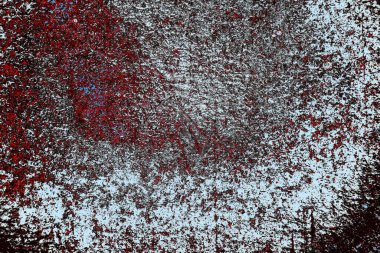 Kırık tarih arkaplanı olan kırmızı, mavi ve siyah grunge duvar