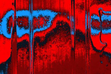 Neon kırmızı ve mavi renkli grunge duvar dokusu arkaplanı