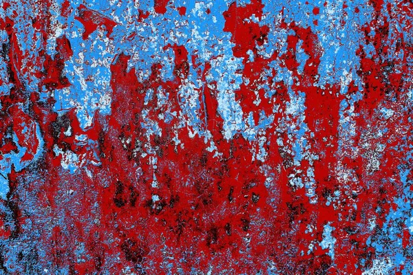 Kırık tarih arkaplanı olan kırmızı, mavi ve siyah grunge duvar