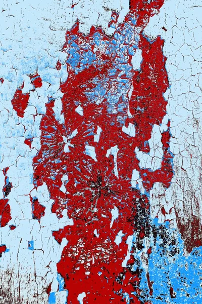Kırık tarih arkaplanı olan kırmızı, mavi ve siyah grunge duvar