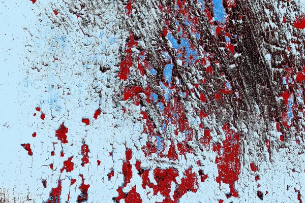 Kırık tarih arkaplanı olan kırmızı, mavi ve siyah grunge duvar