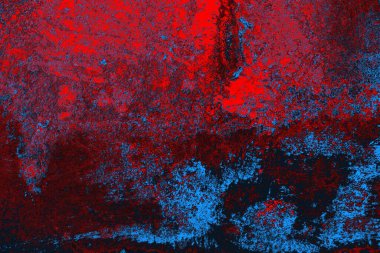 Neon kırmızı ve mavi renkli grunge duvar dokusu arkaplanı