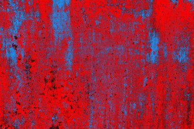 Parlak kırmızı ve mavi renkli grunge duvar dokusu arkaplanı
