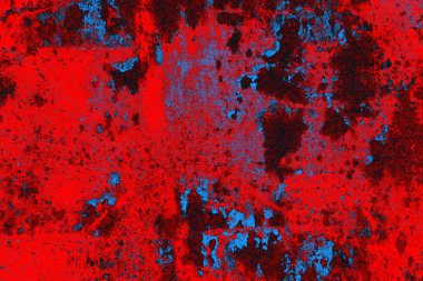 Neon kırmızı ve mavi renkli grunge duvar dokusu arkaplanı