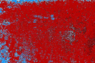 Kırık tarih arkaplanı olan kırmızı, mavi ve siyah grunge duvar