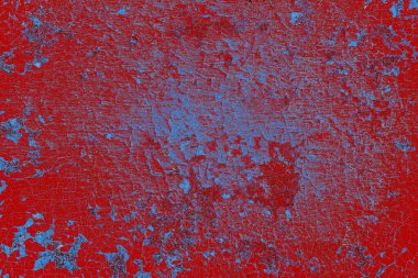 Kırık tarih arkaplanı olan kırmızı, mavi ve siyah grunge duvar