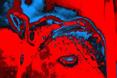 Neon kırmızı ve mavi renkli grunge duvar dokusu arkaplanı