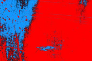 Neon kırmızı ve mavi renkli grunge duvar dokusu arkaplanı