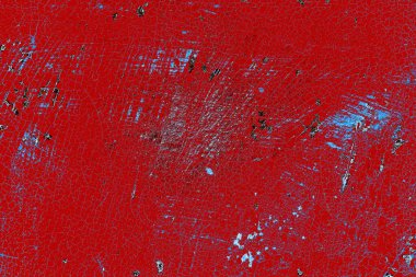 Kırık tarih arkaplanı olan kırmızı, mavi ve siyah grunge duvar