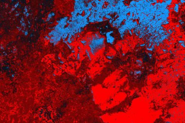 Neon kırmızı ve mavi renkli grunge duvar dokusu arkaplanı