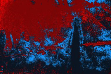 Parlak kırmızı ve mavi renkli grunge duvar dokusu arkaplanı