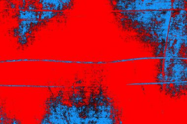 Neon kırmızı ve mavi renkli grunge duvar dokusu arkaplanı