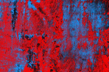 Parlak kırmızı ve mavi renkli grunge duvar dokusu arkaplanı