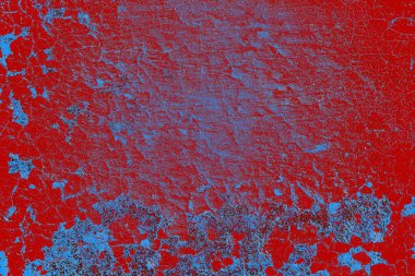 Kırık tarih arkaplanı olan kırmızı, mavi ve siyah grunge duvar