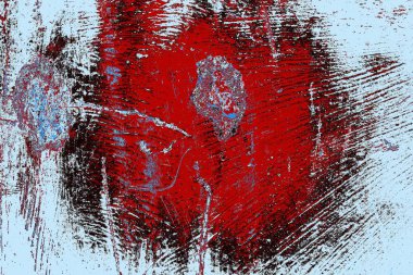 Kırık tarih arkaplanı olan kırmızı, mavi ve siyah grunge duvar