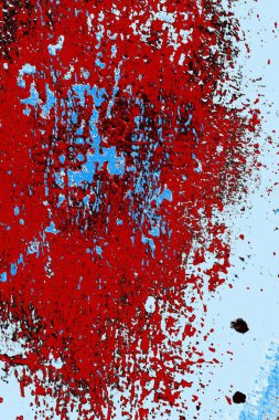 Kırık tarih arkaplanı olan kırmızı, mavi ve siyah grunge duvar