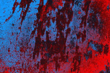 Neon kırmızı ve mavi renkli grunge duvar dokusu arkaplanı