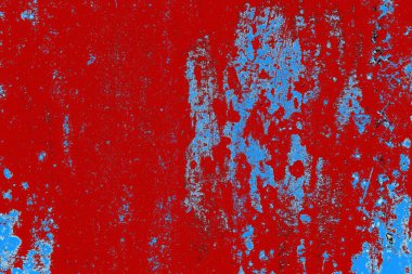 Kırık tarih arkaplanı olan kırmızı, mavi ve siyah grunge duvar