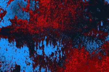 Neon kırmızı ve mavi renkli grunge duvar dokusu arkaplanı