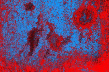 Neon kırmızı ve mavi renkli grunge duvar dokusu arkaplanı