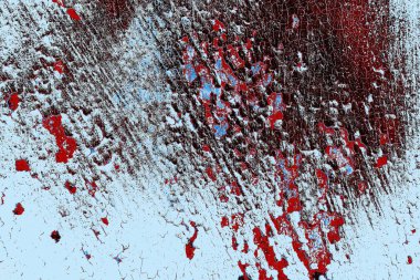 Kırık tarih arkaplanı olan kırmızı, mavi ve siyah grunge duvar