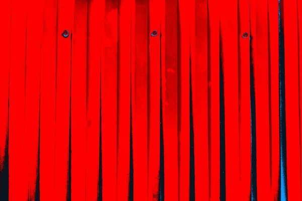 Corrugated Metal Sheet Serves Fence View Horizontal Vertical Stripes — Stock Photo, Image