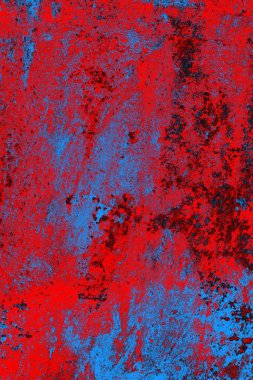 Parlak kırmızı ve mavi renkli grunge duvar dokusu arkaplanı