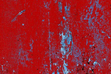 Kırık tarih arkaplanı olan kırmızı, mavi ve siyah grunge duvar