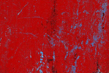 Kırık tarih arkaplanı olan kırmızı, mavi ve siyah grunge duvar