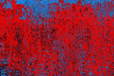 Parlak kırmızı ve mavi renkli grunge duvar dokusu arkaplanı