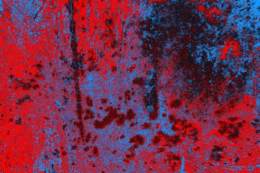 Neon kırmızı ve mavi renkli grunge duvar dokusu arkaplanı