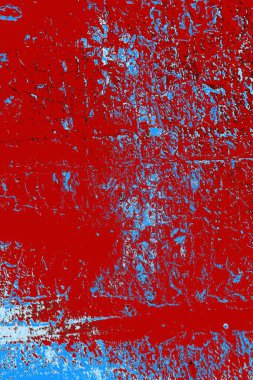 Kırık tarih arkaplanı olan kırmızı, mavi ve siyah grunge duvar