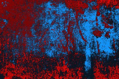 Parlak kırmızı ve mavi renkli grunge duvar dokusu arkaplanı