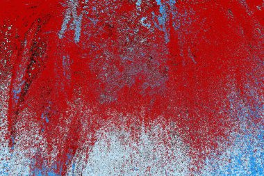 Kırık tarih arkaplanı olan kırmızı, mavi ve siyah grunge duvar