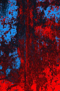 Neon kırmızı ve mavi renkli grunge duvar dokusu arkaplanı