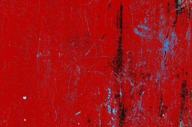 Kırık tarih arkaplanı olan kırmızı, mavi ve siyah grunge duvar