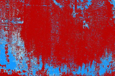 Kırık tarih arkaplanı olan kırmızı, mavi ve siyah grunge duvar