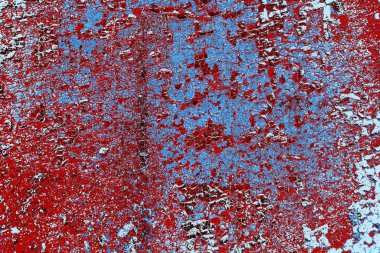 Kırık tarih arkaplanı olan kırmızı, mavi ve siyah grunge duvar