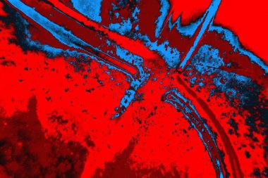 Neon kırmızı ve mavi renkli grunge duvar dokusu arkaplanı