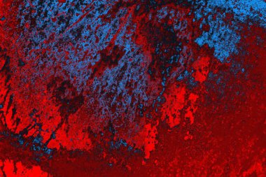 Neon kırmızı ve mavi renkli grunge duvar dokusu arkaplanı