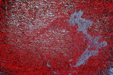 Kırık tarih arkaplanı olan kırmızı, mavi ve siyah grunge duvar