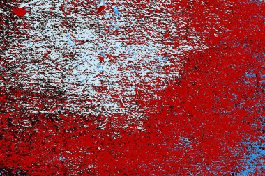 Kırık tarih arkaplanı olan kırmızı, mavi ve siyah grunge duvar